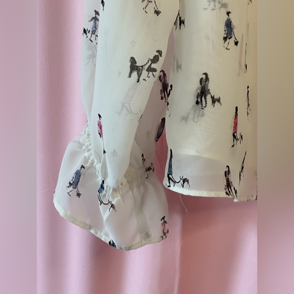 Madison Jules Long Sleeve Ruffle Button Down Blouse- Sz Large - Picture 5 of 7